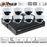 Kit Dahua IP Poe 8 caméras dômes anti vandalisme 4 megapixels